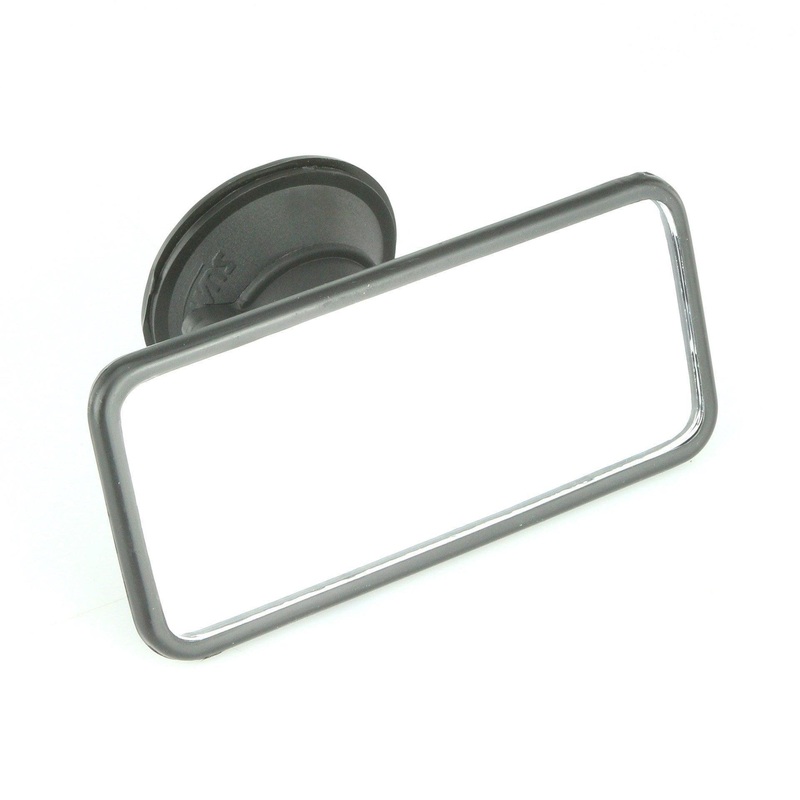 Black Suction Mount Plastic Interior Mirror 155mm