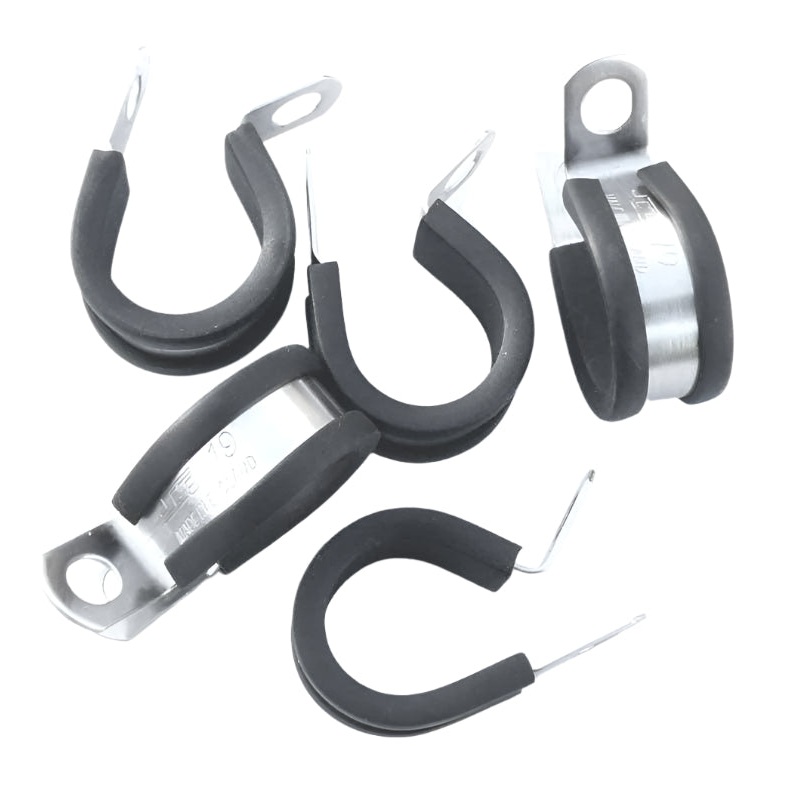 Stainless Steel  Rubber Lined P-Clips Pack of 5 - 8 Sizes 5mm