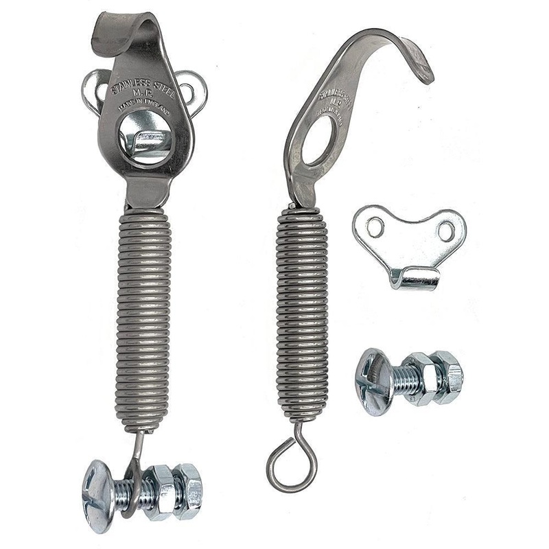 Stainless Steel Spring Bonnet Hook Kit 128mm Pair