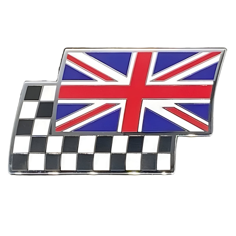 Union Flag and Chequered Flag Overlayed Pair Enamel Badge