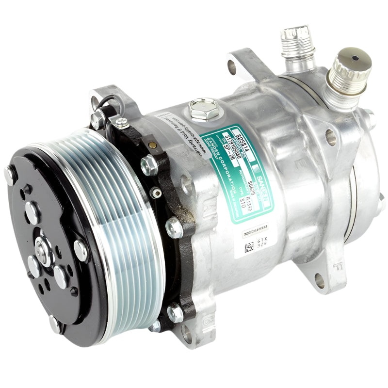 Universal Air Conditioning Compressor 'Poly V' Drive belt and side unions