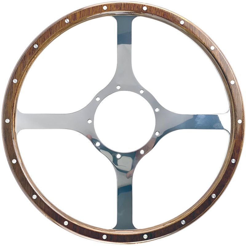 Vintage Style 15" Four Spoke Wood Rim Steering Wheel