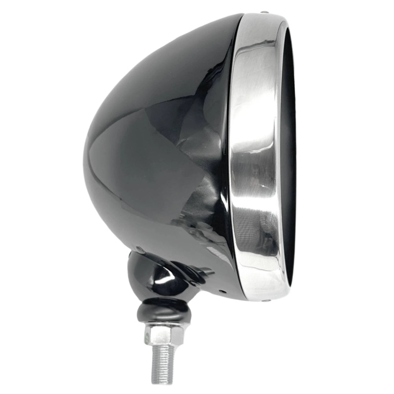 7" Gloss Black Headlamp Bowl with Stainless Rim