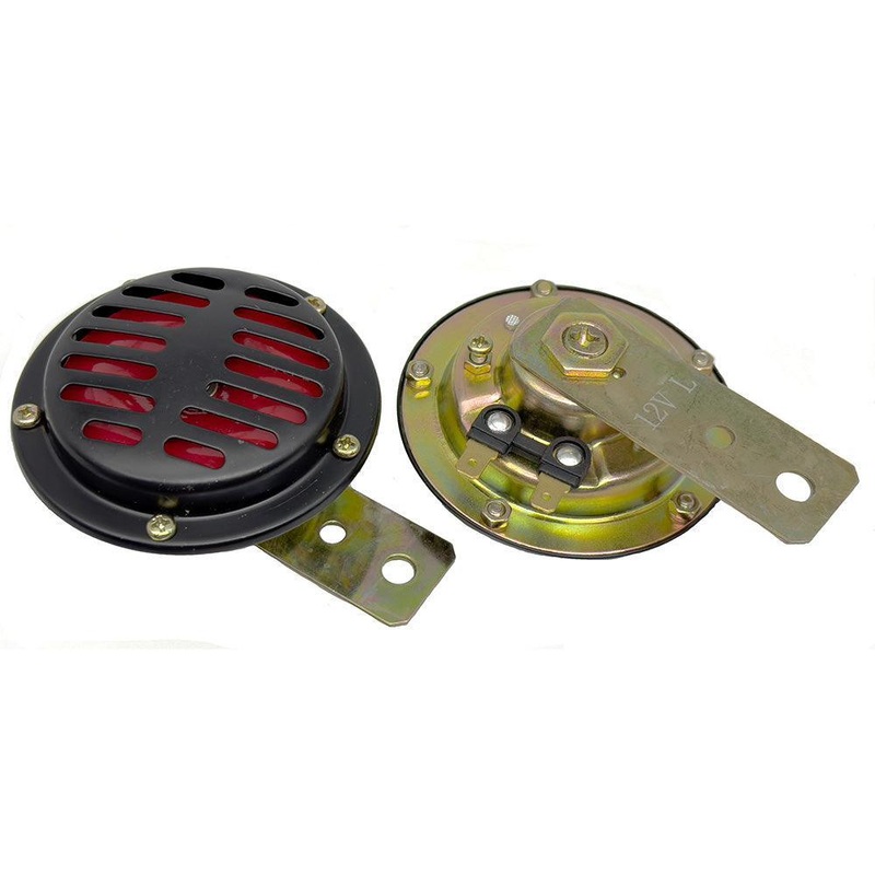 Black and Red Disc Horns Pair