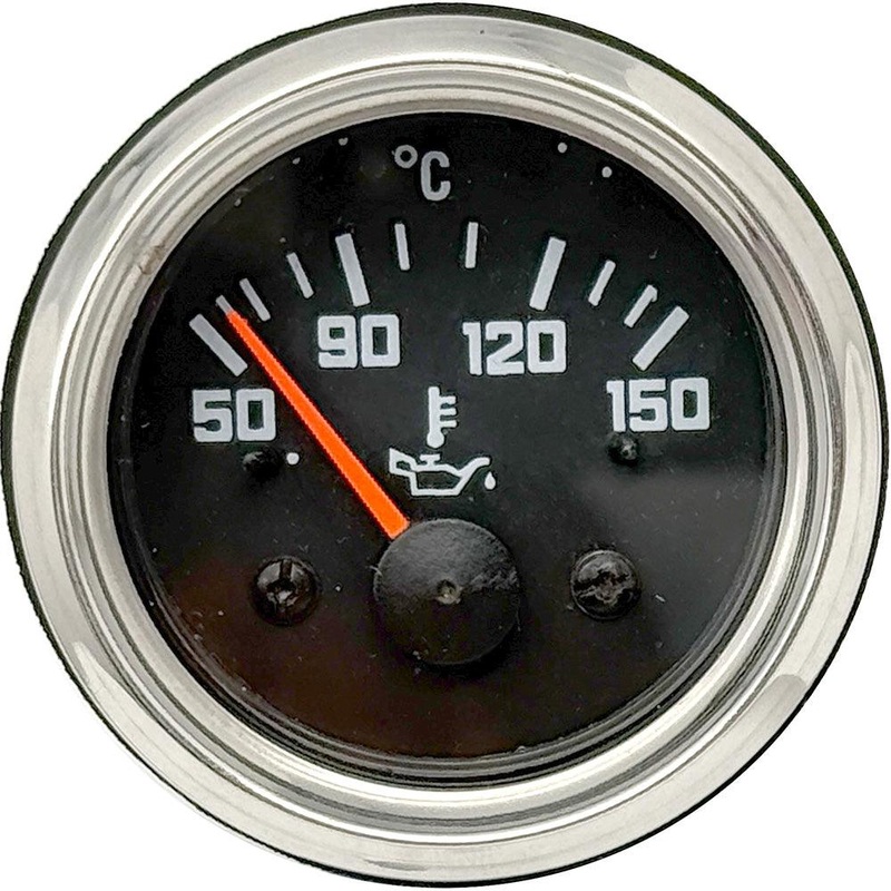 Black Face Chrome Bezel Oil Temp Gauge