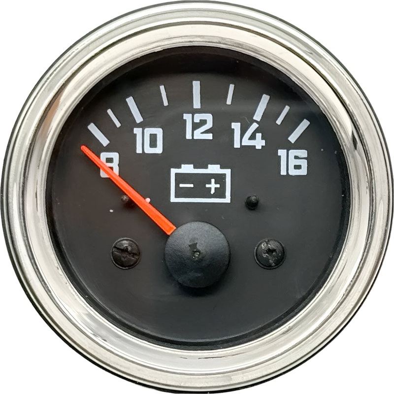 Black Face Chrome Bezel Volts Gauge