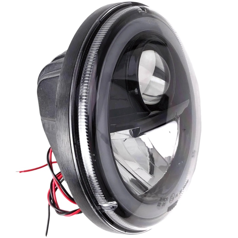 Wipac  LED Projector Style Replacement Headlamp With Halo Sidelight and Black Bezel