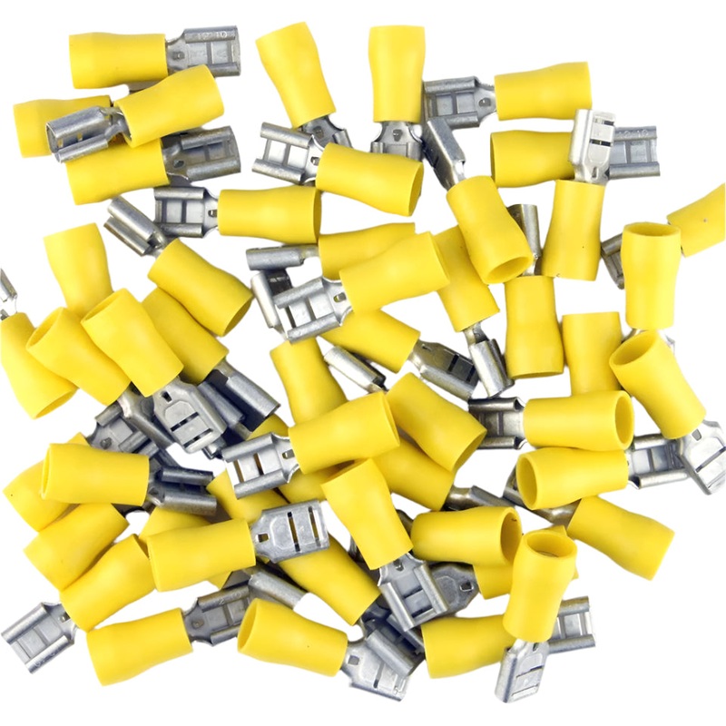 Yellow Pre Half Insulated Crimp 1/4" Female Spade Terminals 50pcs