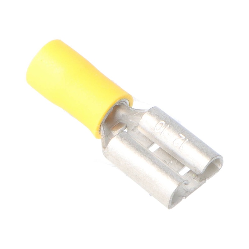 Yellow Pre Half Insulated Crimp Female 3/8" Spade Terminals 50pcs