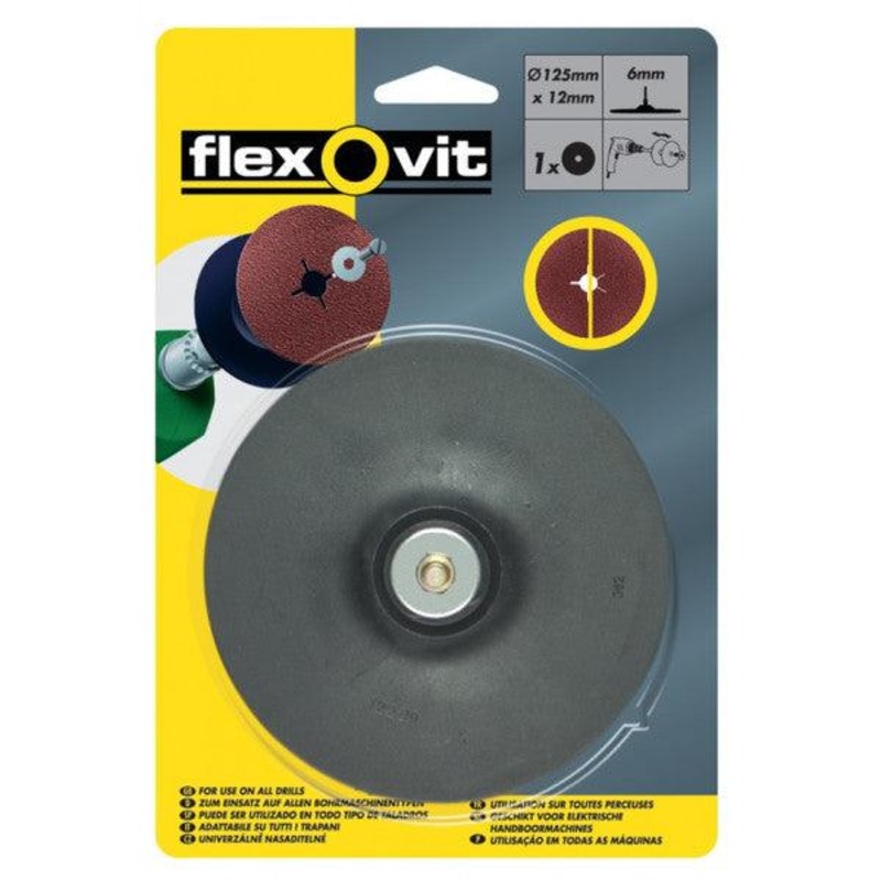 125mm Rubber Backing Pad for Drill Mountable Discs (6mm Spindle)