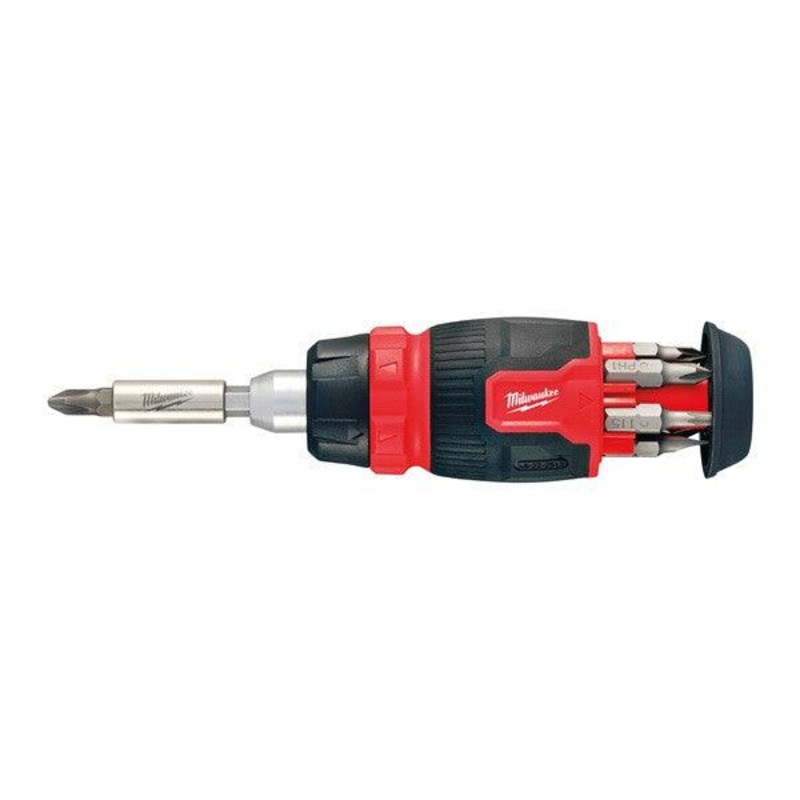 Milwaukee 8-in-1 Compact Ratcheting Multi-Bit Screwdriver with In-Handle Storage