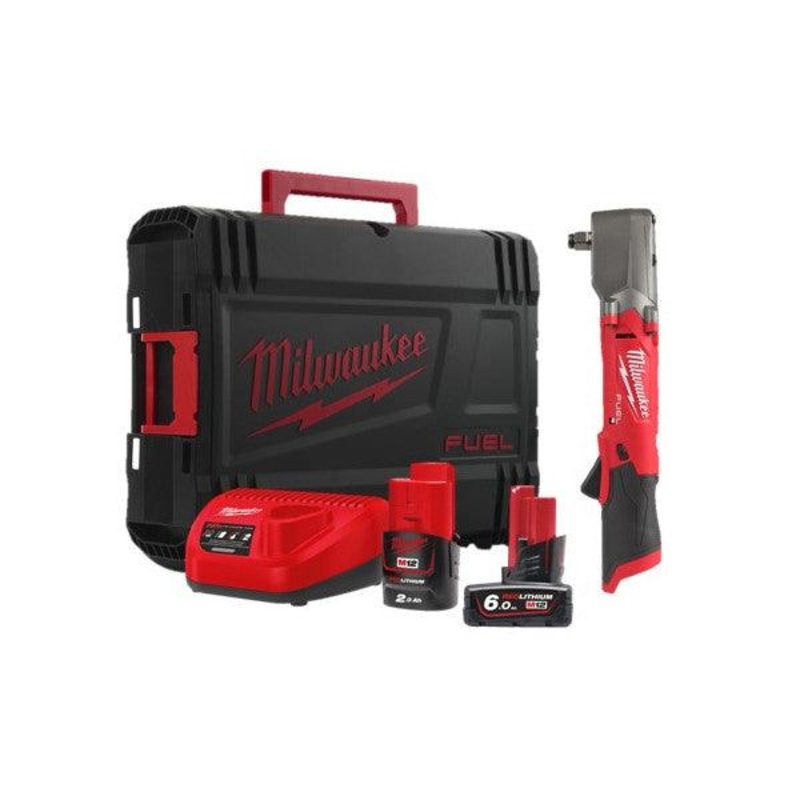 Milwaukee M12 FUEL 3/8" Right Angle Impact Wrench with 6.0Ah & 2.0Ah Batteries & Charger