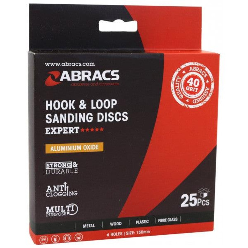 Sanding Discs 150mm Hook & Loop 6 Hole P40-P180 Grit Selection P180