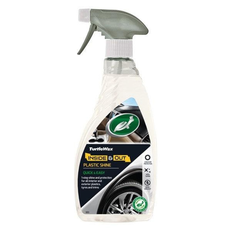 Turtle Wax Inside & Out Plastic Shine 500ml - Restores & Protects Interior & Exterior Trim