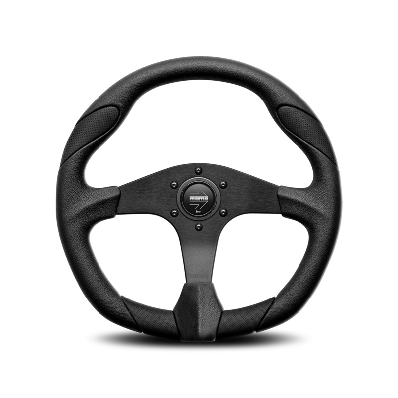 MOMO 350mm Leather Steering Wheel with Black Aluminium Spokes