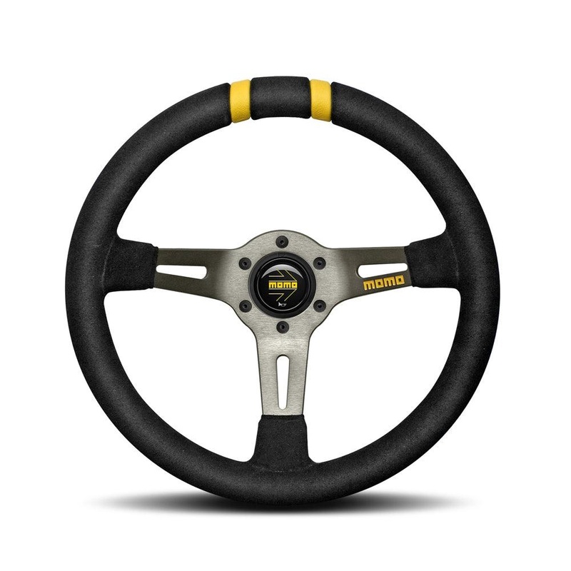 MOMO Drifting Steering Wheel - Black Suede/Yellow - 330mm
