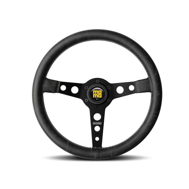 MOMO Prototipo Heritage 350mm Leather Steering Wheel - Black