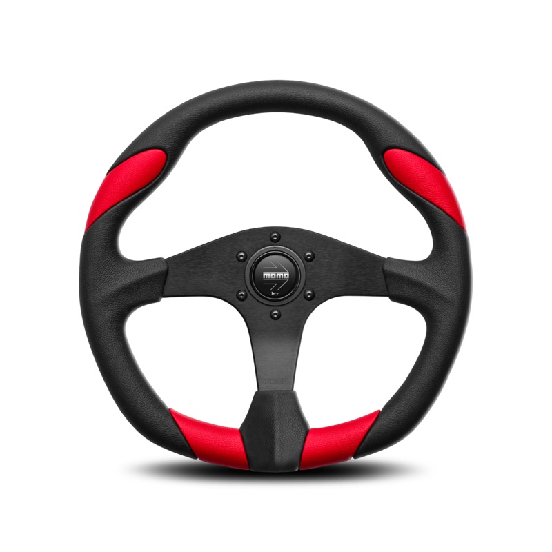 MOMO Quark Steering Wheel 350mm - Black/Red Leather