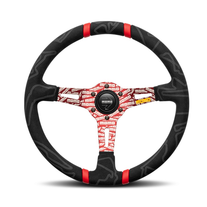 MOMO Ultra Steering Wheel - Black Alcantara/Red Insert 350mm