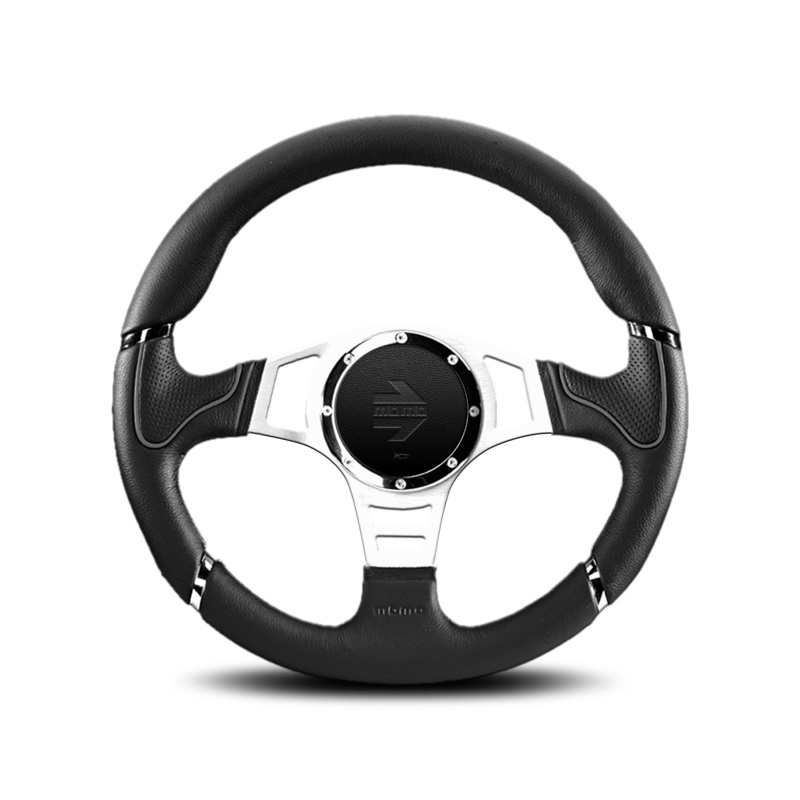 MOMO Millenium Sport Steering Wheel - Black/Grey Leather 350mm