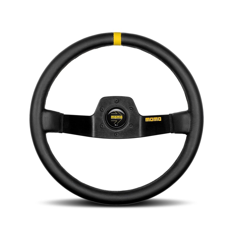 MOMO MOD.02 350mm Black Leather Racing Steering Wheel