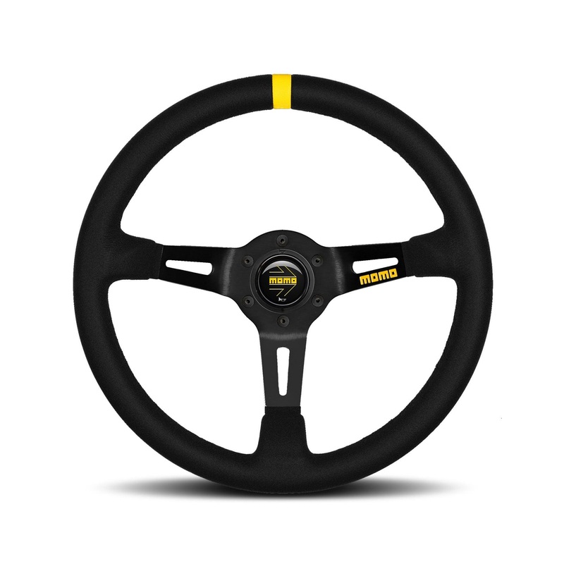 MOMO MOD.08 350mm Suede Steering Wheel with Black Aluminium Spokes