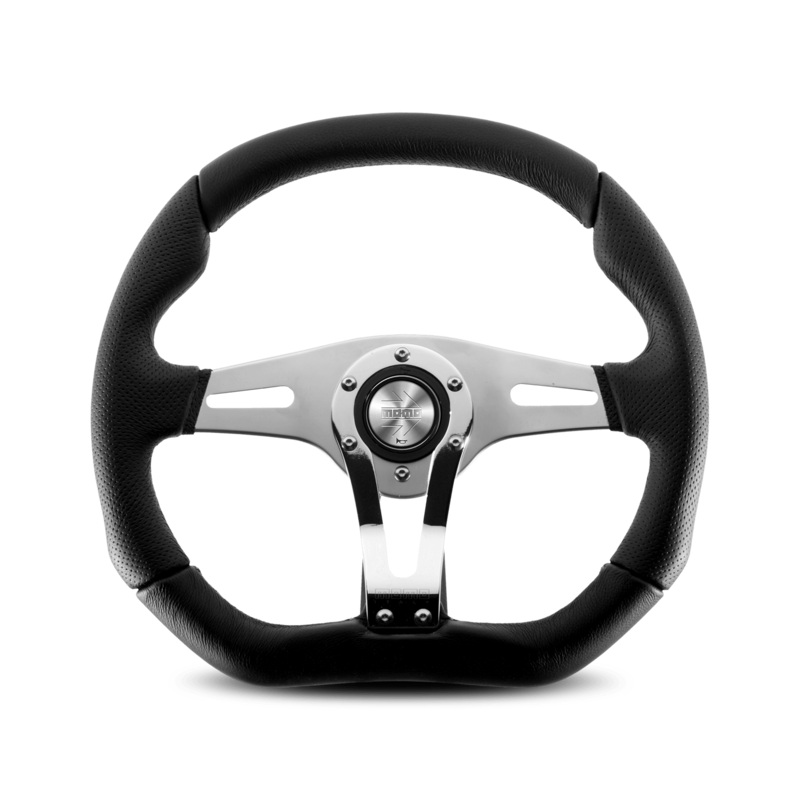 MOMO Trek R Steering Wheel - Chrome/Black Leather 350mm