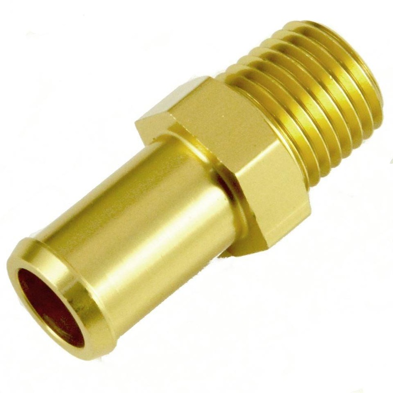 1/4 NPT Gold Anodised Aluminium Straight 8mm Hosetail