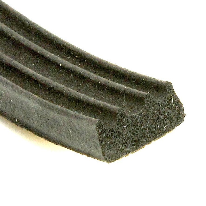 10 x 4mm Self Adhesive Ribbed Neoprene Sponge Strip Per Metre