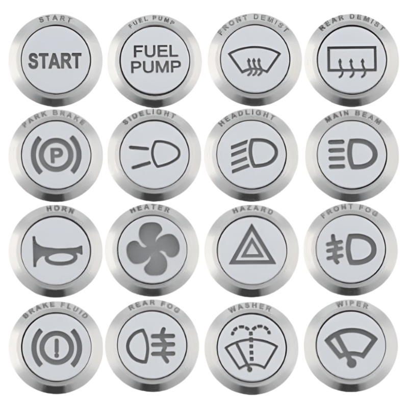 Stainless Steel 24mm Diameter Illuminated Push Button Switches With 12v RGB Illumination Brake Fluid / Test Momentary