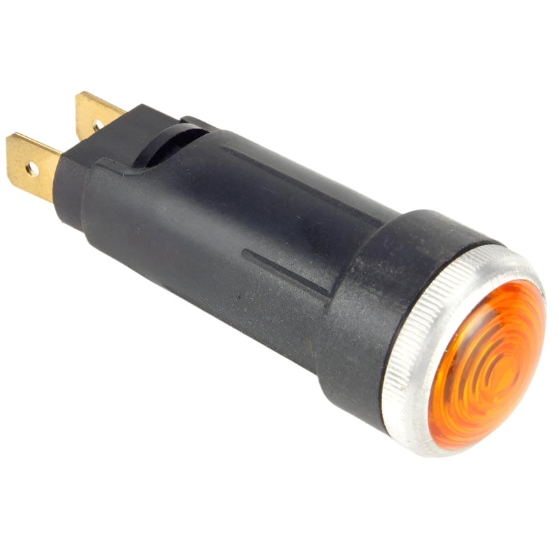 21mm Diameter Warning Light Amber Aluminium Bezel