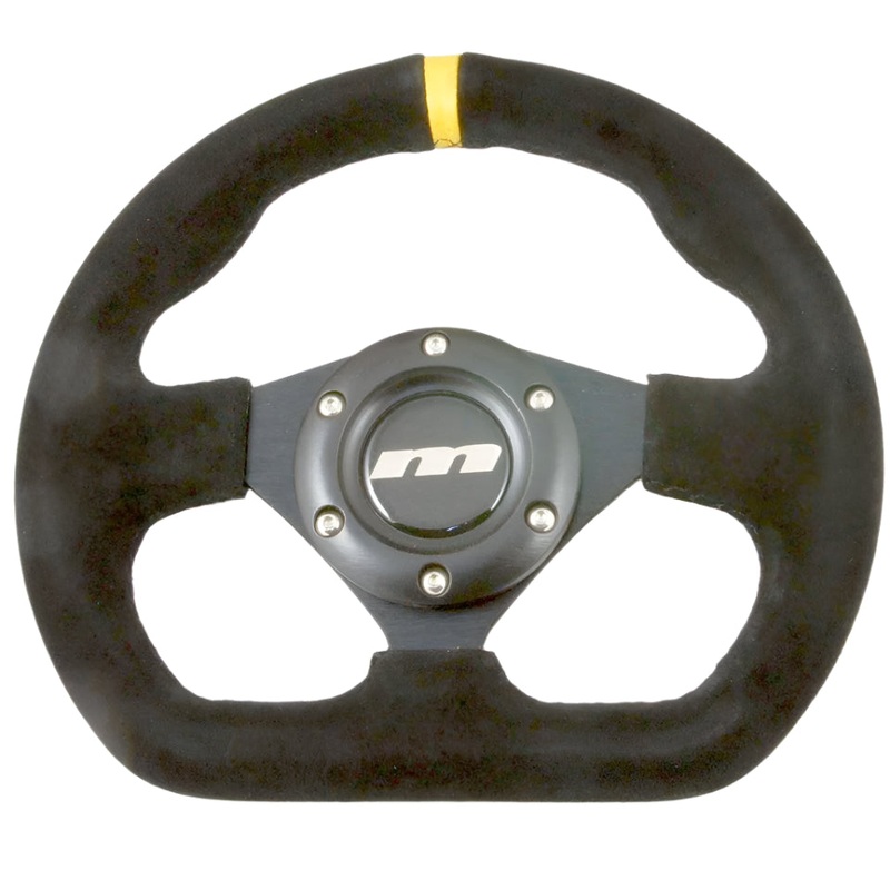 250mm Flat Bottomed Alcantara Steering Wheel Black Spokes