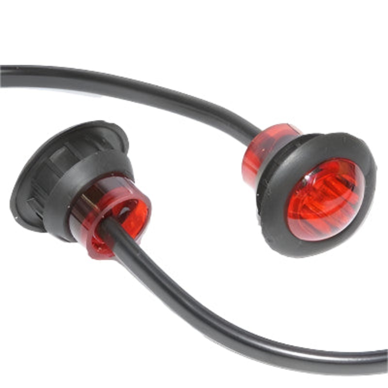 28mm LED Red Lens Red Light Pair
