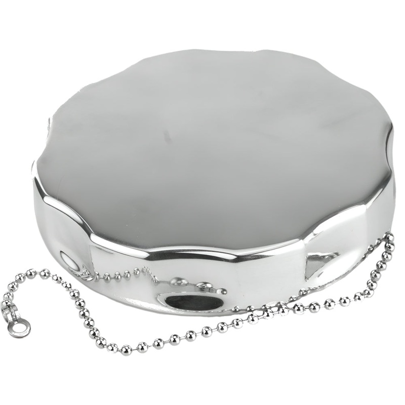 3 1/2" BSP Vented Polished Alloy Screw On Fuel Cap With Tether