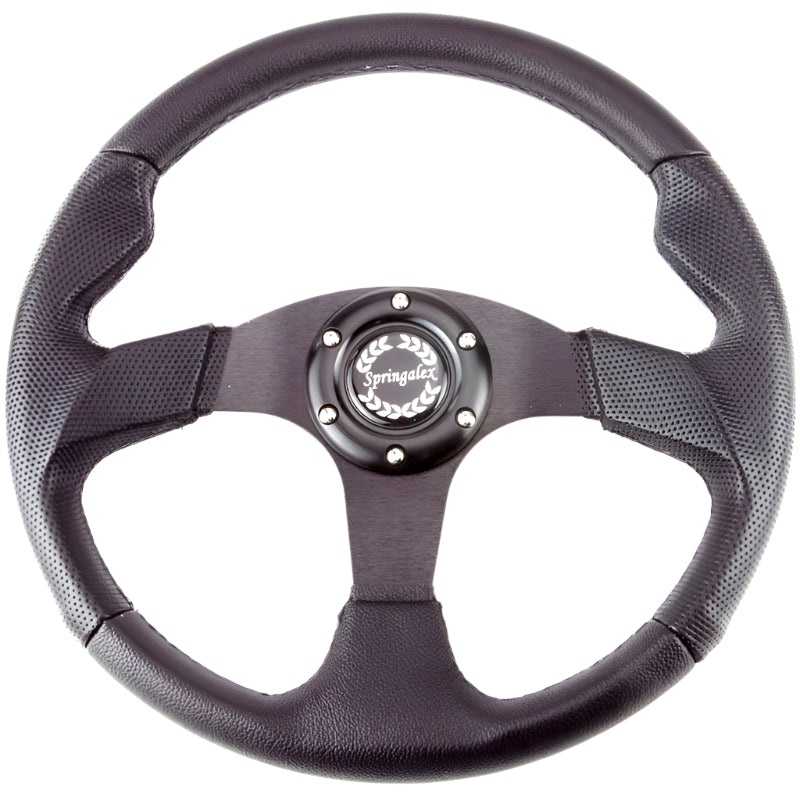 345mm Vinyl Steering Wheel Black Anodised Aluminium