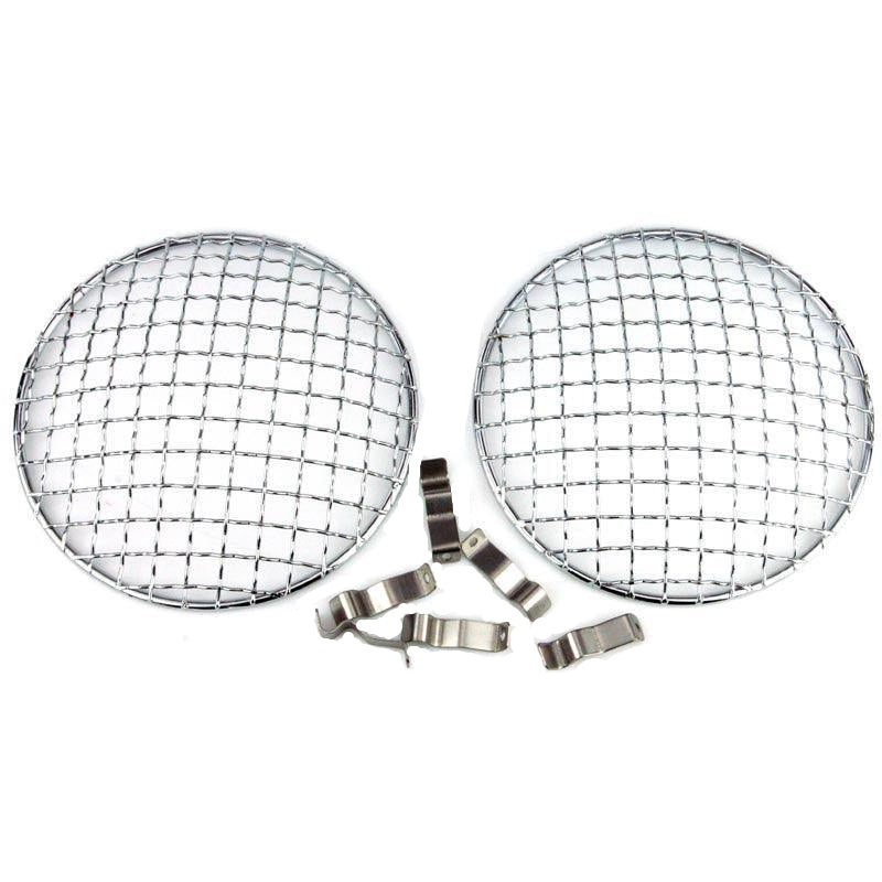 5 3/4" Chrome Mesh Headlamp Stone Guards