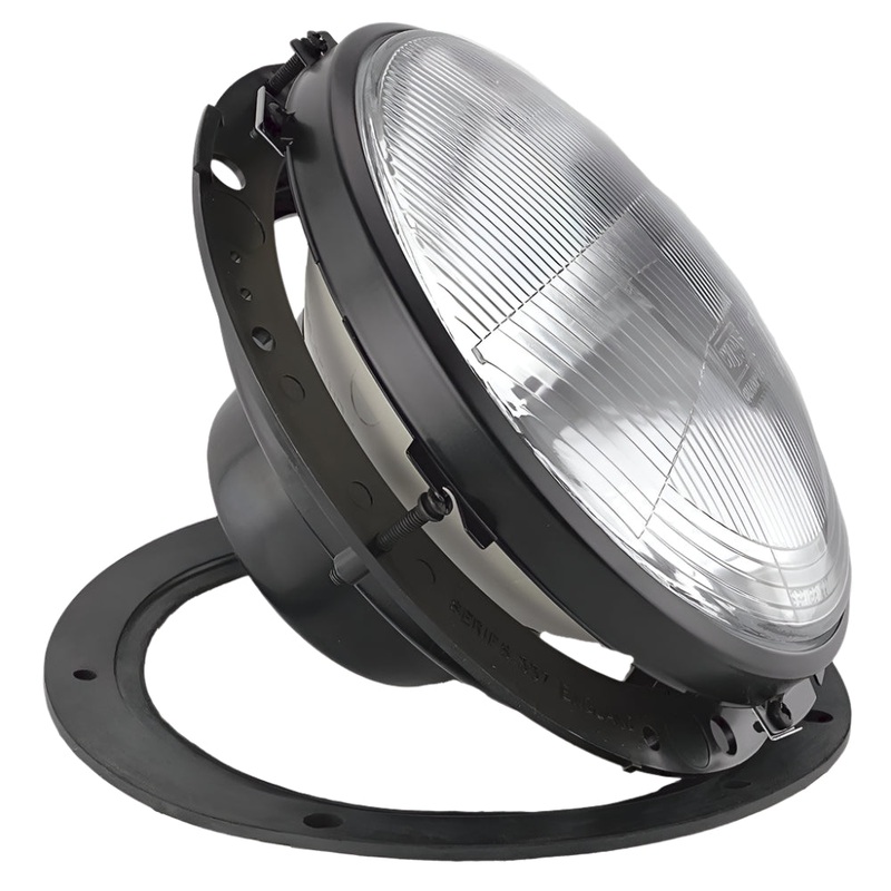 7" Half Bowl Black Rim Headlamp Unit
