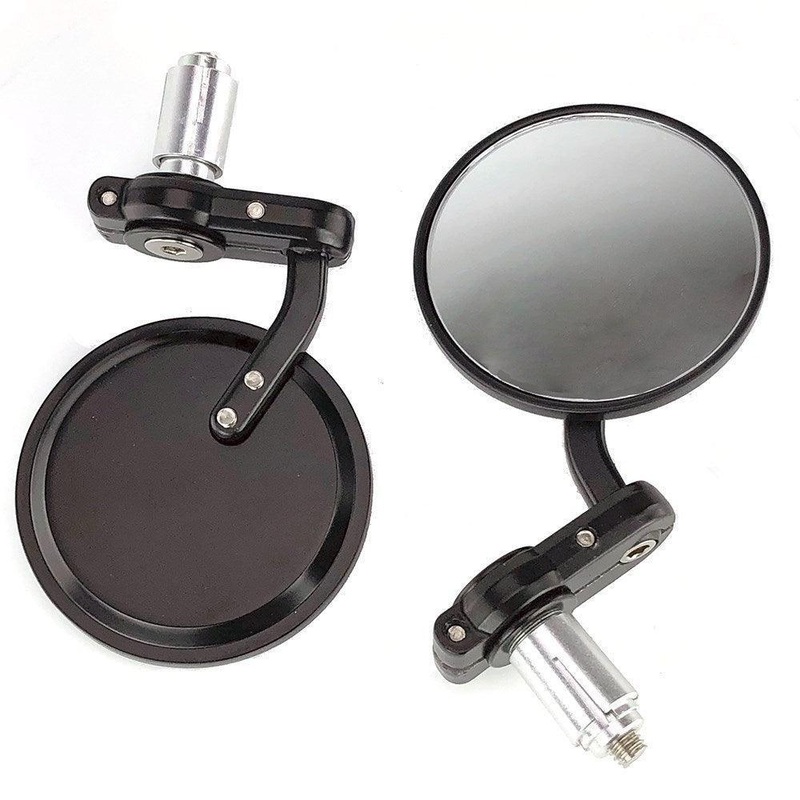 83mm Diameter Convex Bar End Mirrors Black