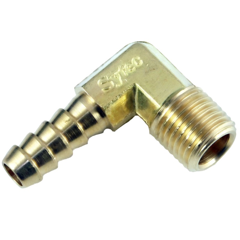90 Degree Brass 8mm Hosetail 1/4 NPT