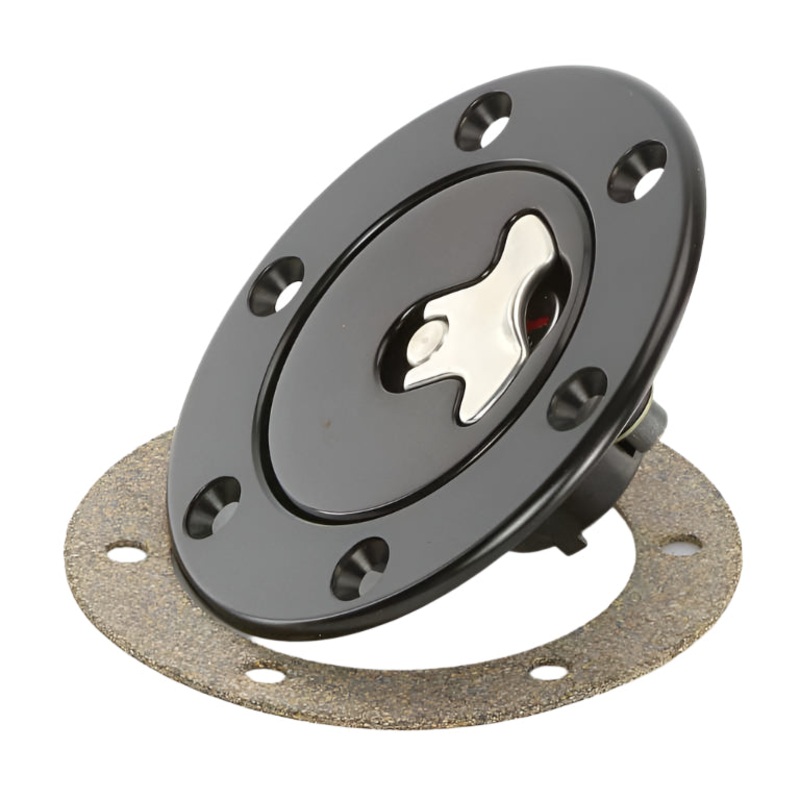 94mm Locking Aero Fuel Cap Assembly Satin Black Tank Mount Flush Fit No Neck Locking