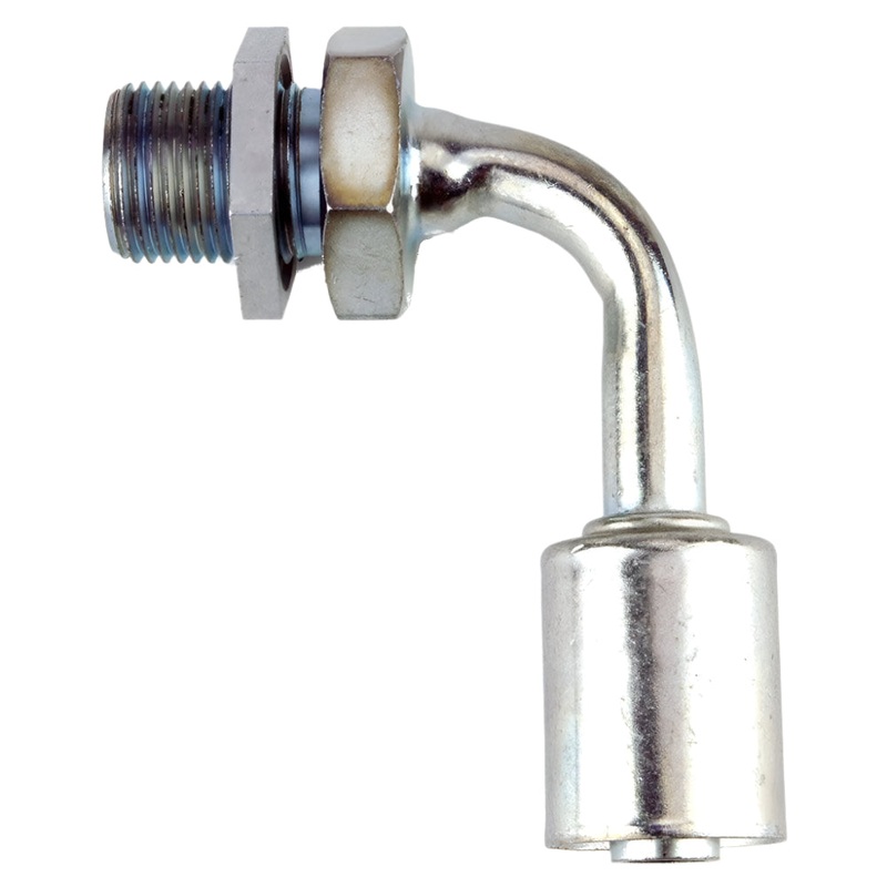 A/C #10 90 Degree Crimp Hose and Male O Ring Bulkhead Fitting