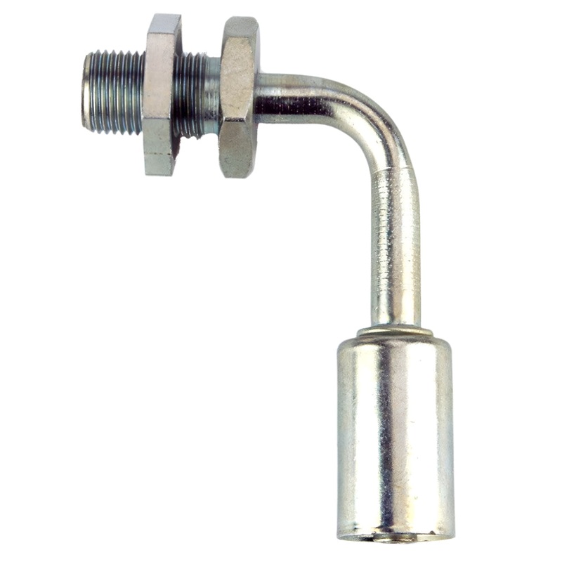 A/C #6 90 Degree Crimp Hose and Male O Ring Bulkhead Fitting