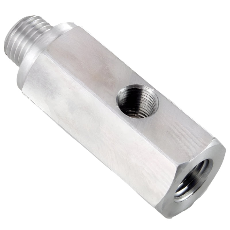 Aluminium 1/4" NPT and M10 x 1mm 3 Way 'T' Adapter