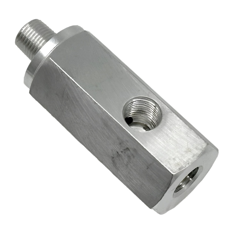 Aluminium 1/8" BSP both ends to 1/8" NPT in the side Adapter