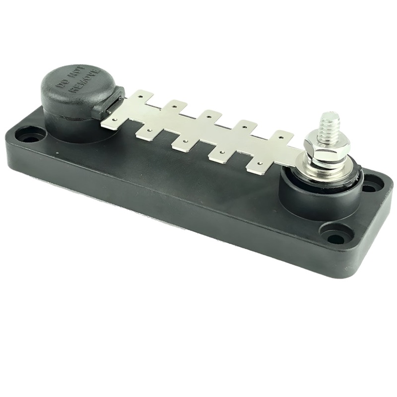 Black 1/4" Male Spade 10 Terminal Busbar