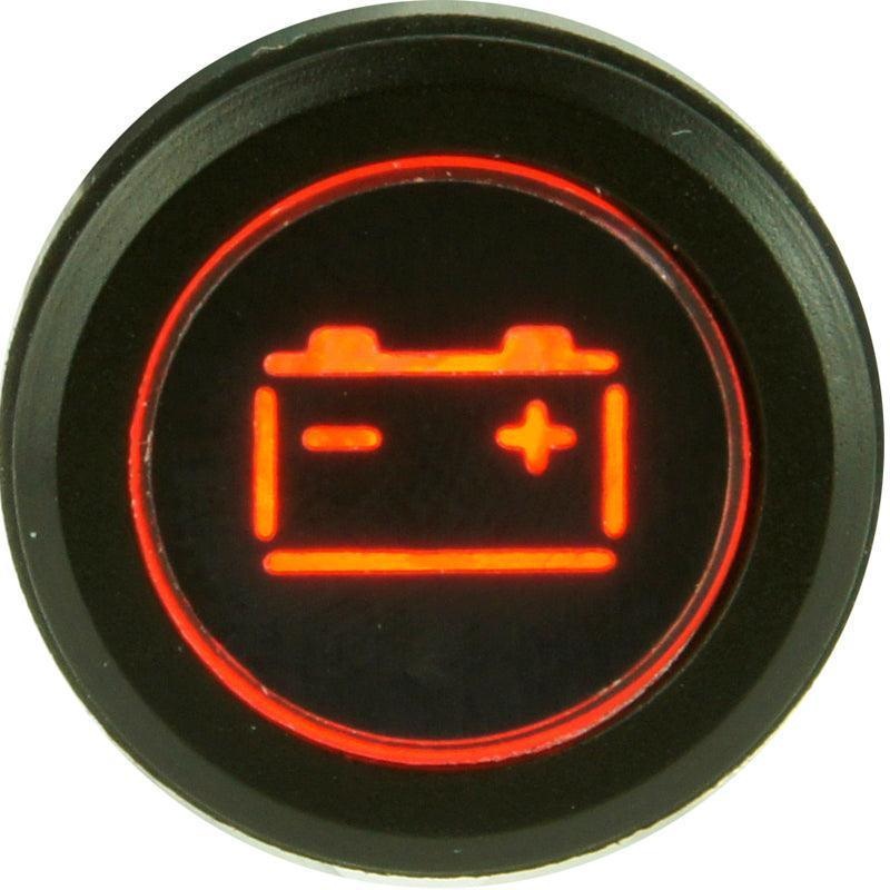 Black Billet Aluminium Battery Warning Light Red