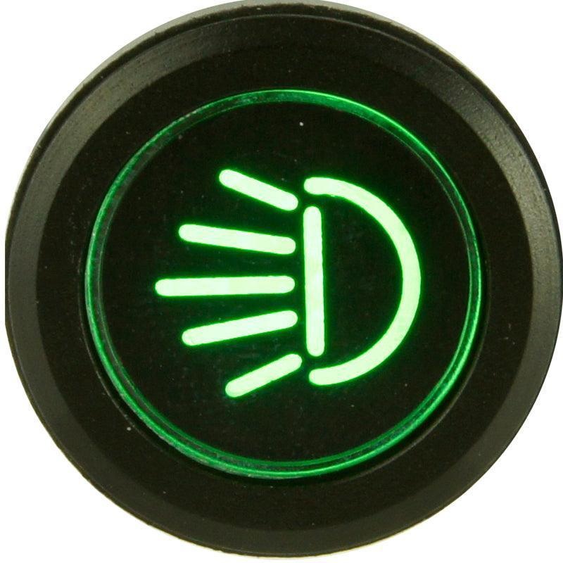 Black Billet Aluminium Headlights Warning Light Green