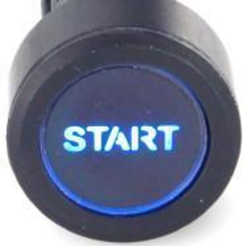 Black Billet Aluminium Start Switch Blue Double Pole (6 terminals) Latching