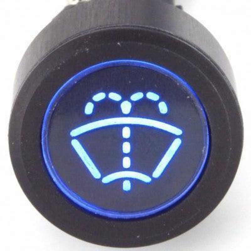 Black Billet Aluminium Washers Switch Blue Double Pole (6 terminals) Latching (stays on when pushed)