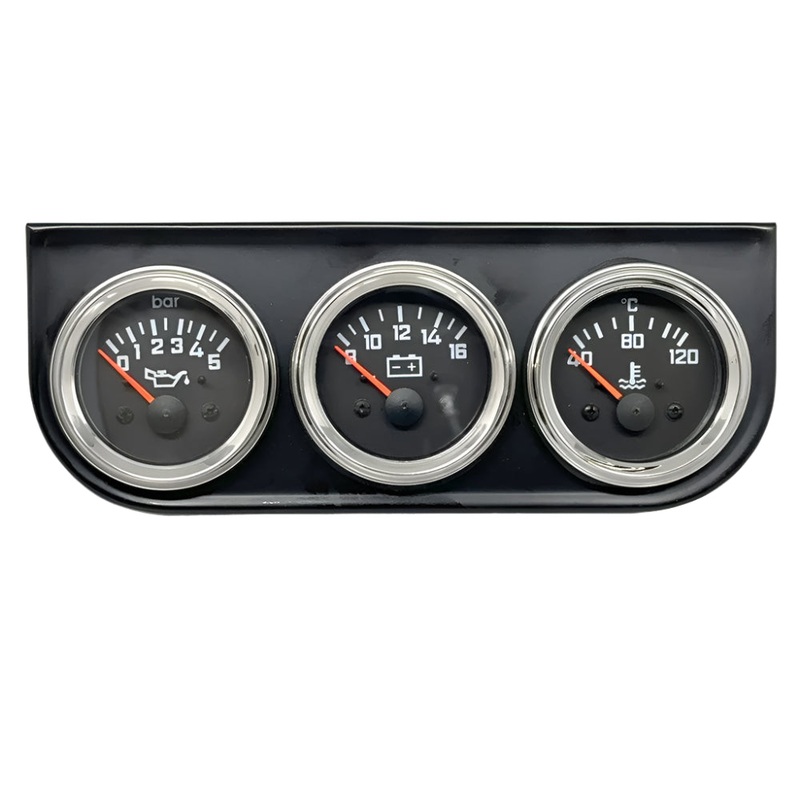 Black Faced Chrome Bezel Trio  Gauge Set